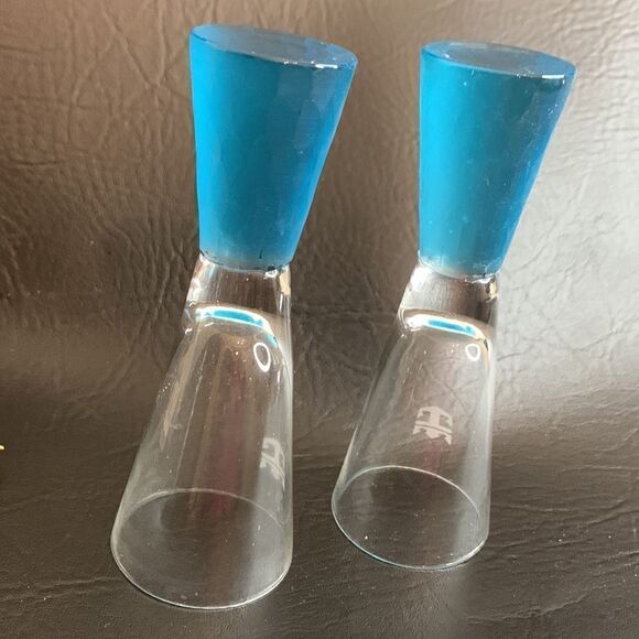 Royal Caribbean Cruise Vintage One 2 Oz Shot Liquor Abstract Blue & Clear Glass - Picture 6 of 6